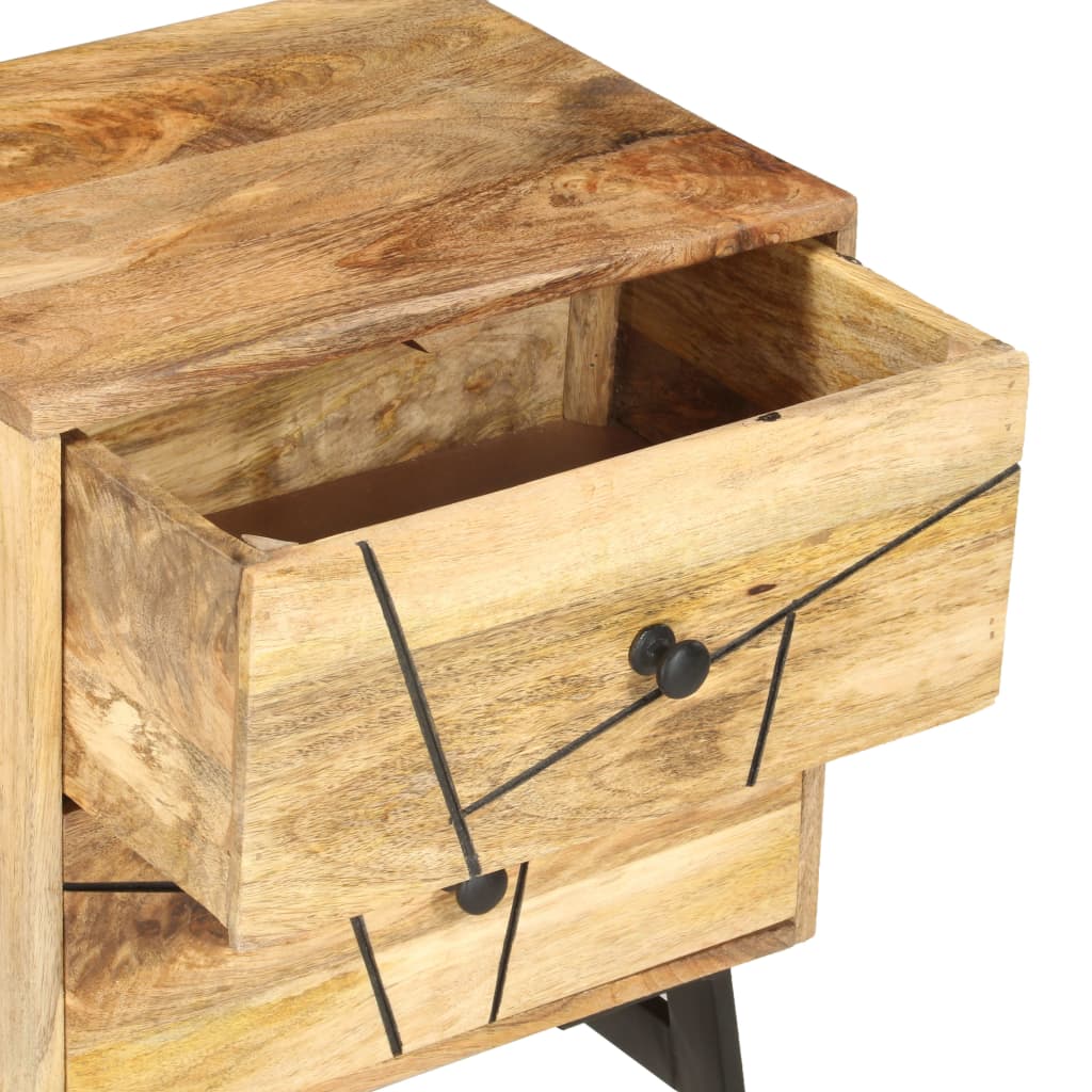 Mesita De Noche De Madera Maciza De Mango 40x30x50 Cm_2