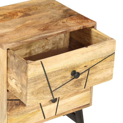 Mesita De Noche De Madera Maciza De Mango 40x30x50 Cm_2