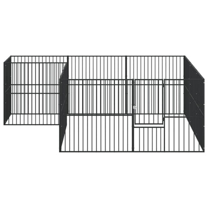 Vidaxl Corralito Para Perros Con 12 Paneles Acero Galvanizado Negro_3