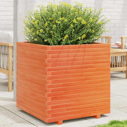 Jardinera Madera Maciza De Pino Marrón Cera 70x70x72,5 Cm_1