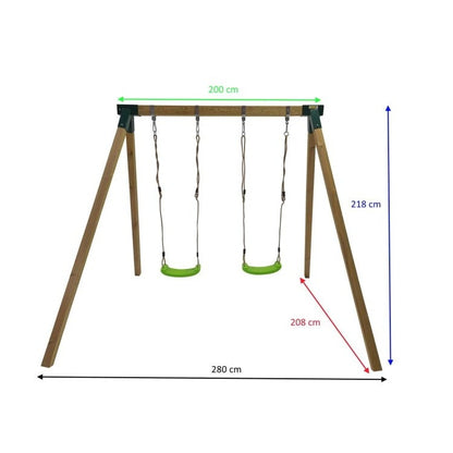Columpio Doble De Madera Cuadrada Masgames Karai Junior Xl._2