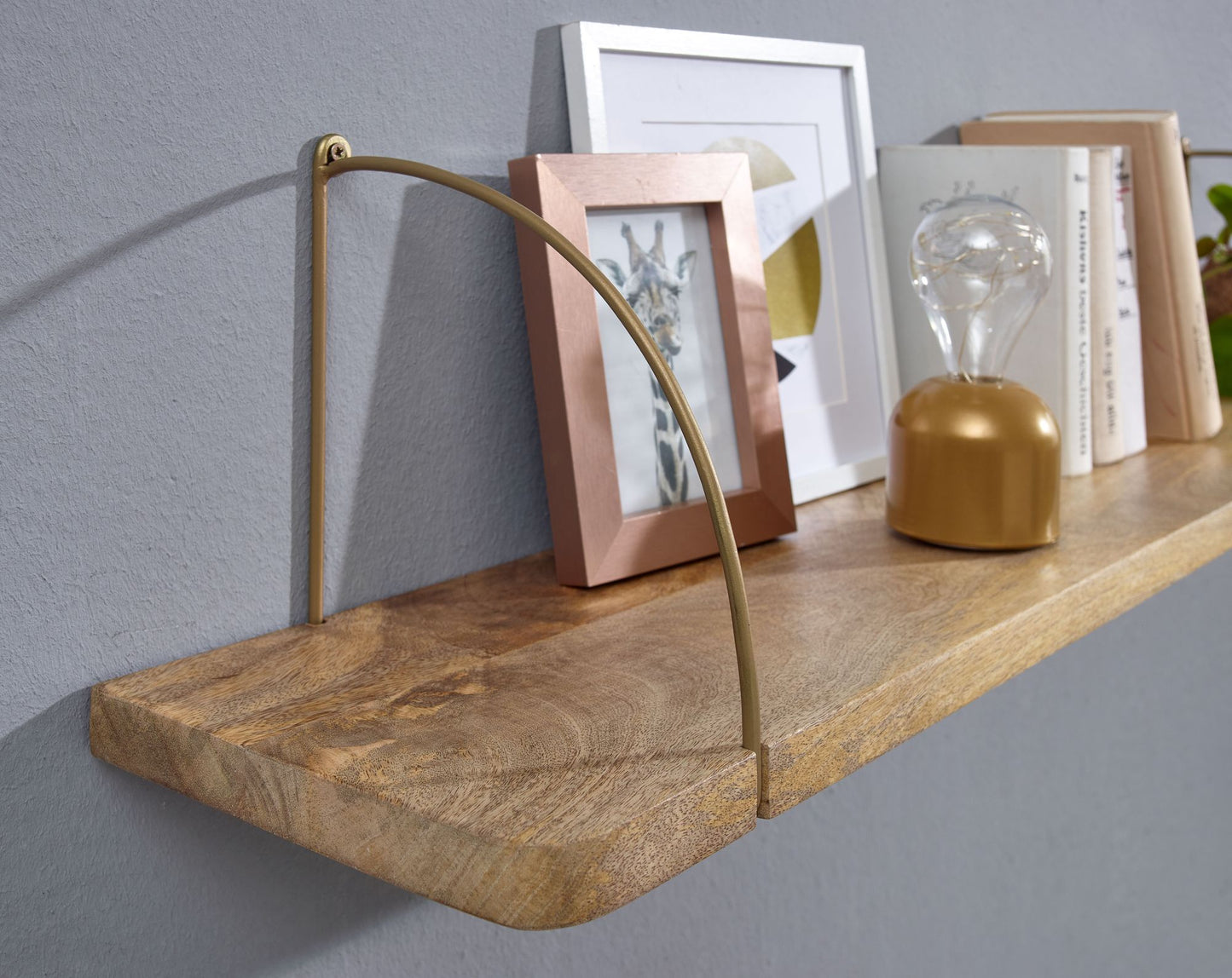 Estantería De Pared 100x25x22 Cm Madera Maciza De Mango Y Metal Industrial_4