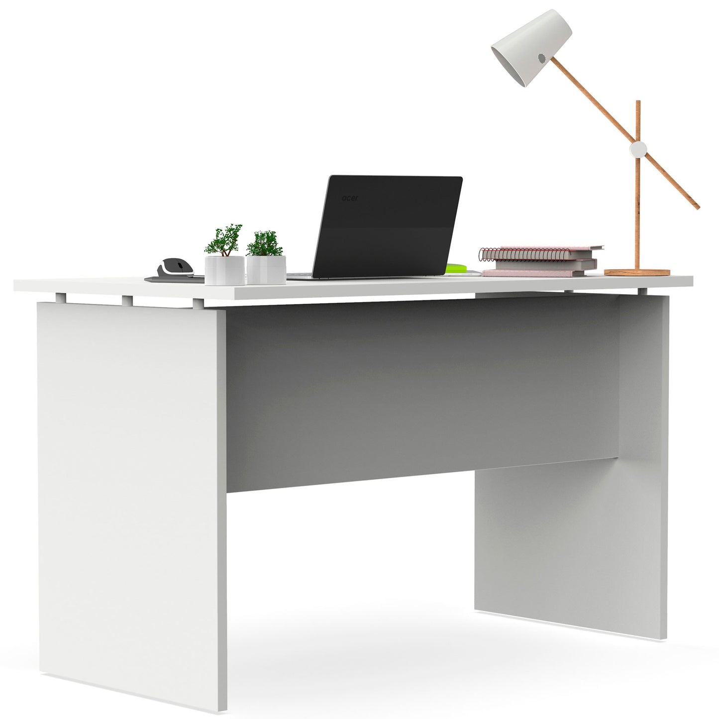 Escritorio, Mesa De Ordenador Oficina, Estudio 76 X 120 X 68 Cm, Despacho, Habitación, Desk, Briebe, Zenith, Blanco_2