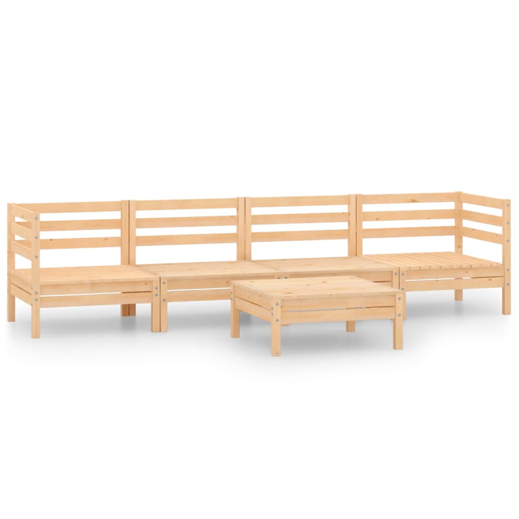 Juego De Muebles De Jardín 5 Piezas Madera Maciza De Pino / Vetonek_5