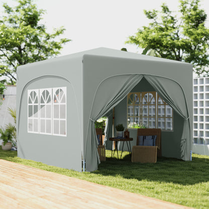 Outsunny Carpa Plegable 3x3 M Con Altura Ajustable 4 Laterales Upf50+ Gris_1