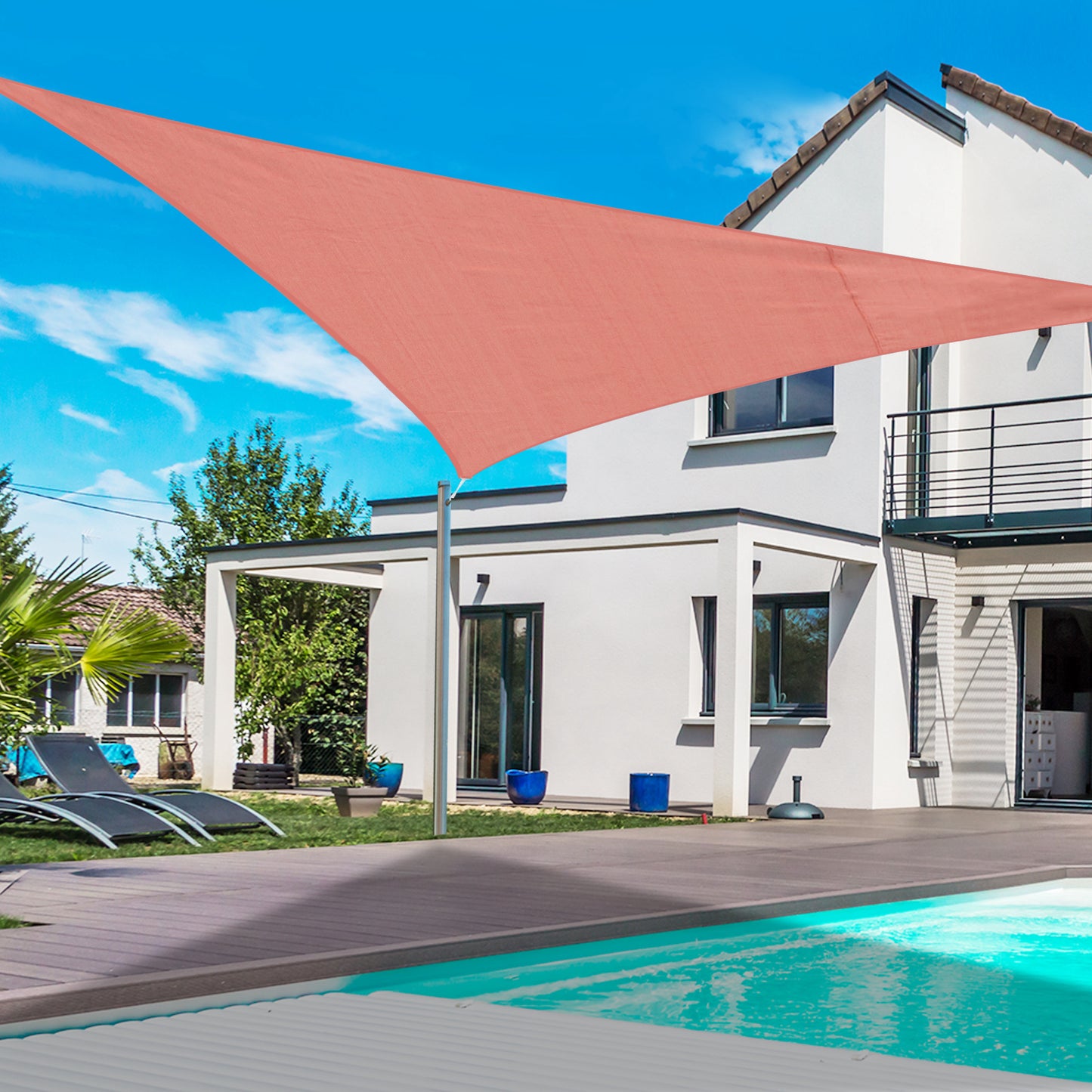 Outsunny Toldo Vela Sombrilla Parasol Triangular 3m De Poliéster 185g/m² Rojo_1