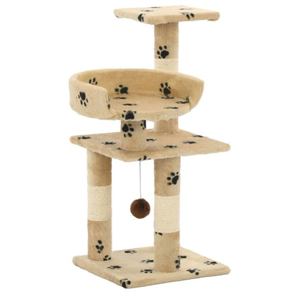 Vidaxl Rascador Para Gatos Poste De Sisal 65 Cm Huellas Beige_0