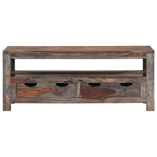 Mesa De Centro Madera Maciza De Sheesham Gris 100x50x40 Cm_0