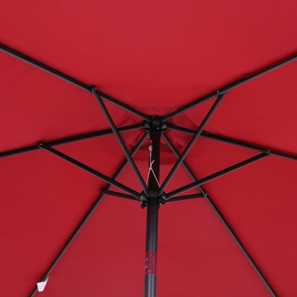 Outsunny Sombrilla De Jardín Ø260x235cm Reclinable Con Manivela 6 Varillas Rojo_4