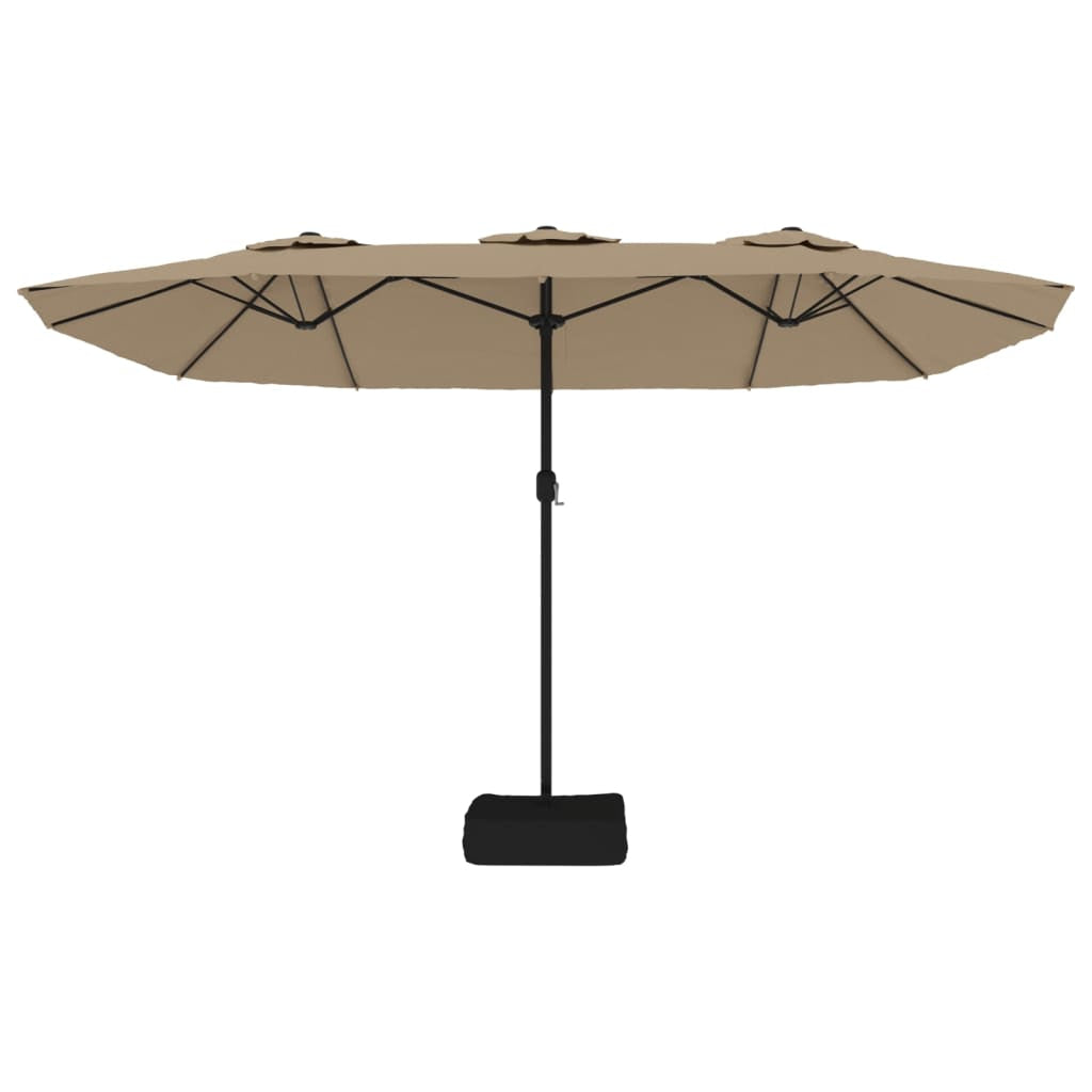 Vidaxl Sombrilla Doble De Jardín Con Luces Led Gris Taupe 449x265 Cm_4