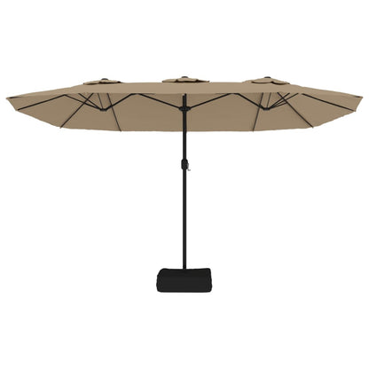 Vidaxl Sombrilla Doble De Jardín Con Luces Led Gris Taupe 449x265 Cm_4