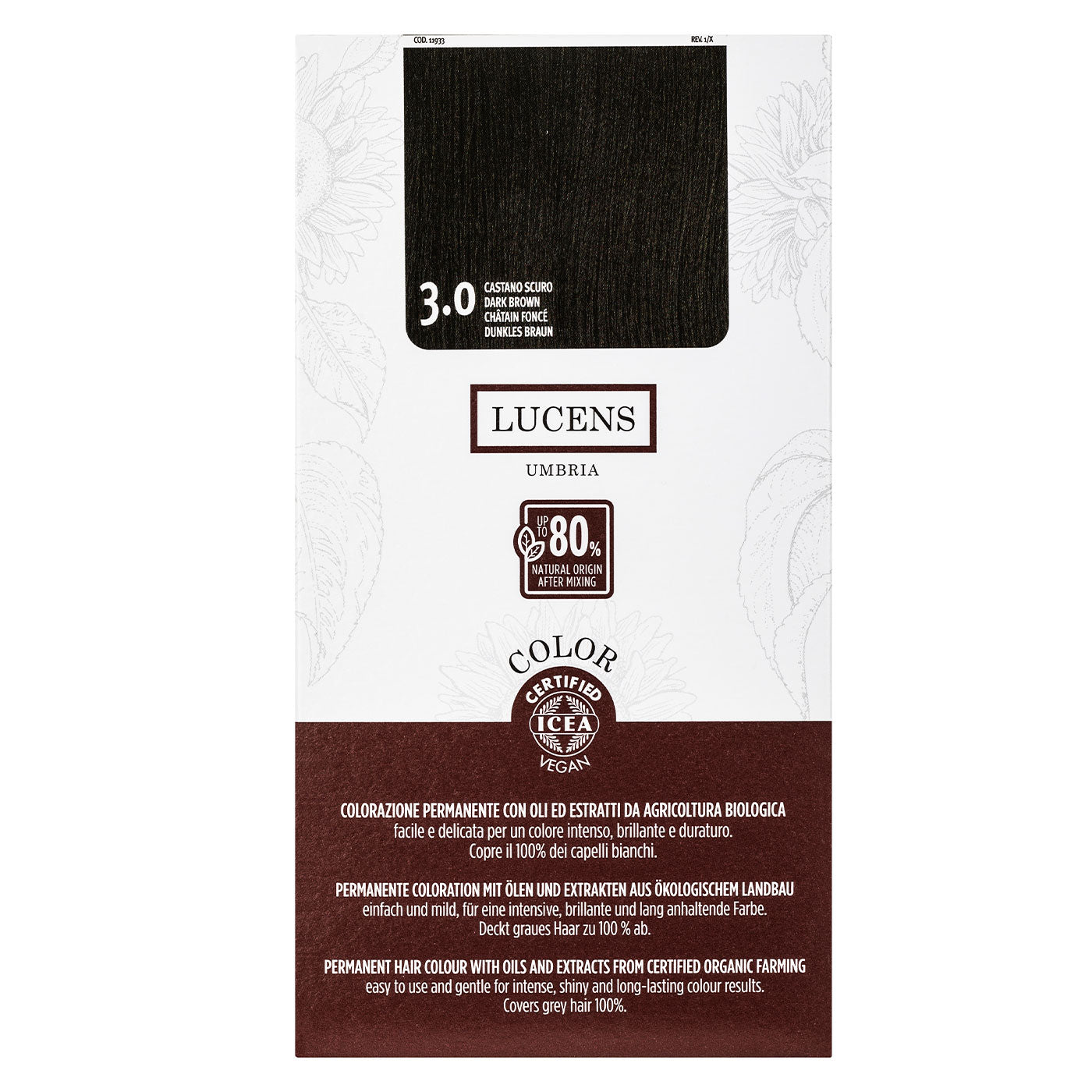 Lucens - Coloración Permanente 3.0 Marrón Oscuro, Coloración Para Cabello Con Alto Contenido De Ingredientes Naturales_0