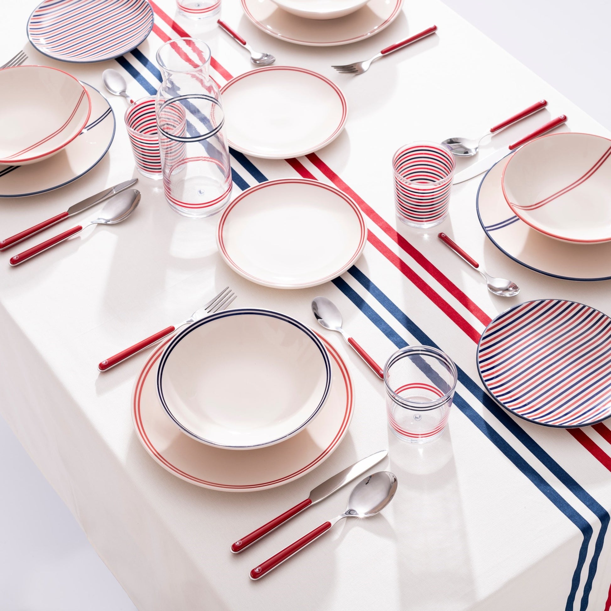 Set 12pzs Vajilla (p.llano Ø27cm + P.hondo Ø20cm + P.postre Ø19cm) A Rayas El Ganso