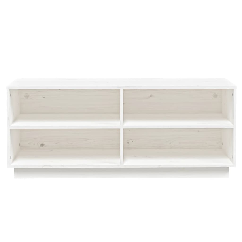 Armario Zapatero De Madera Maciza De Pino Blanco 110x34x45 Cm / Vetonek_0