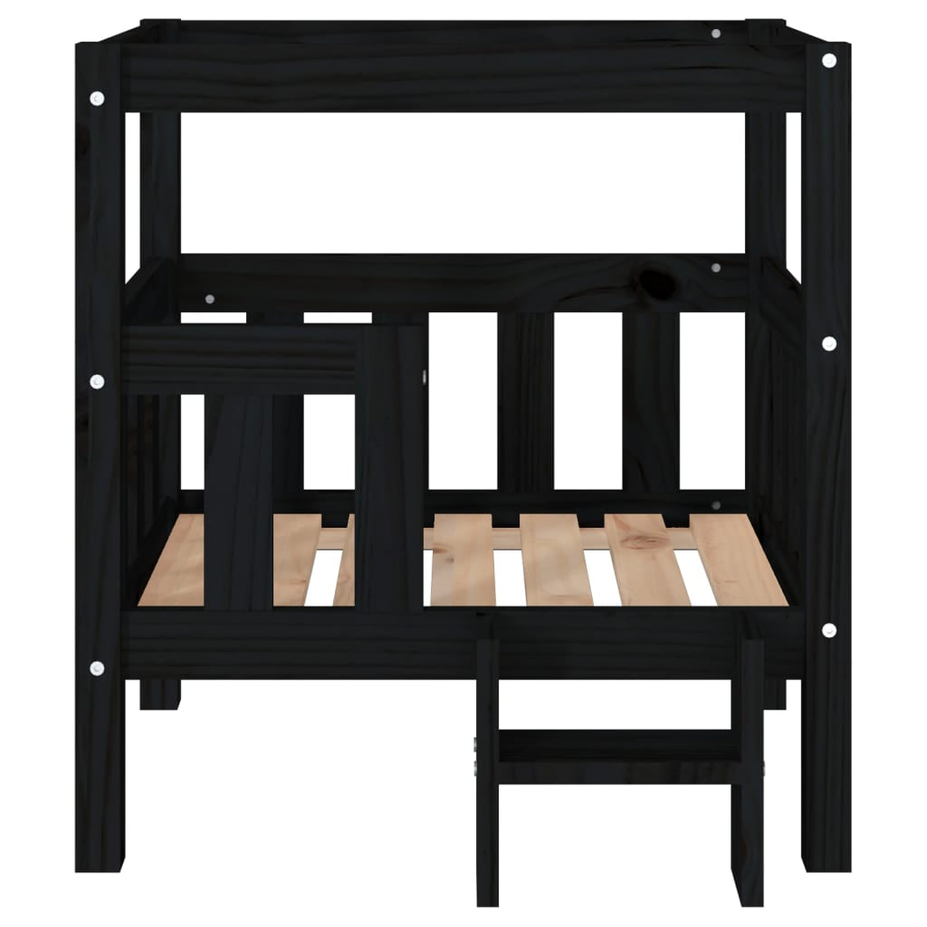 Vidaxl Cama Para Perros Madera Maciza De Pino Negro 65,5x50,5x70 Cm_4