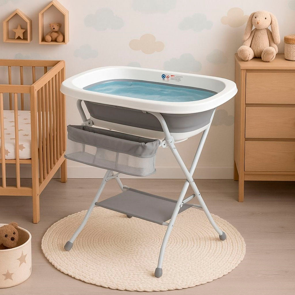 Bathby | Bañera Plegable De Bebé Con Soporte Antideslizante, Tubo De Desagüe, Cesta Y Organizador | Segura Y Ligera_5