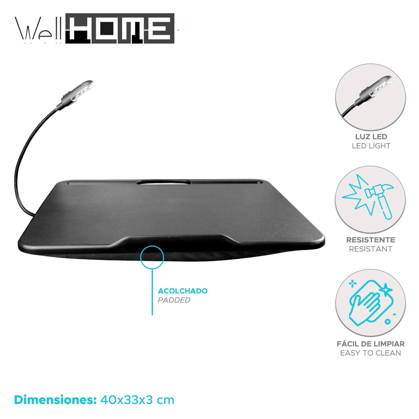 Well Home - Mesita Auxiliar 'oran' Negra 40x33cm