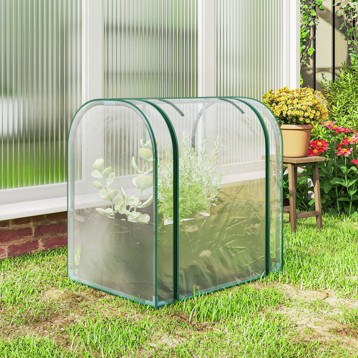 Outsunny Mini Invernadero Con Bolsa Para Plantar 68x50x70 Cm Para Jardín Verde_4
