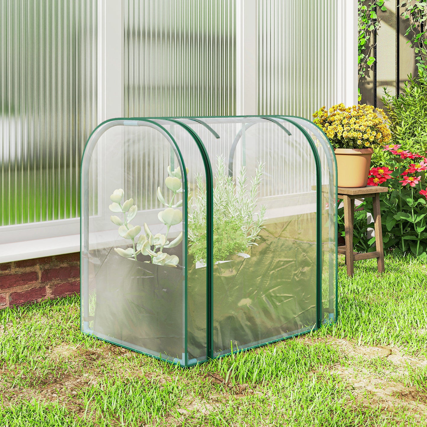 Outsunny Mini Invernadero Con Bolsa Para Plantar 68x50x70 Cm Para Jardín Verde_4