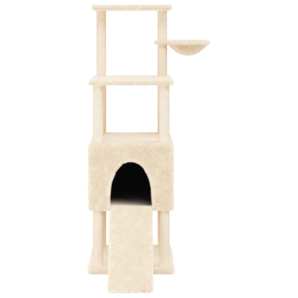Rascador Para Gatos Con Postes De Sisal Crema 153 Cm_3