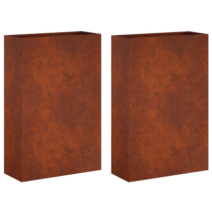Macetero De Jardín 2 Uds. Oxidado 40 X 20 X 75 Cm Acero Oxidado_0