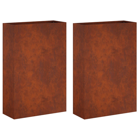 Macetero De Jardín 2 Uds. Oxidado 40 X 20 X 75 Cm Acero Oxidado_0