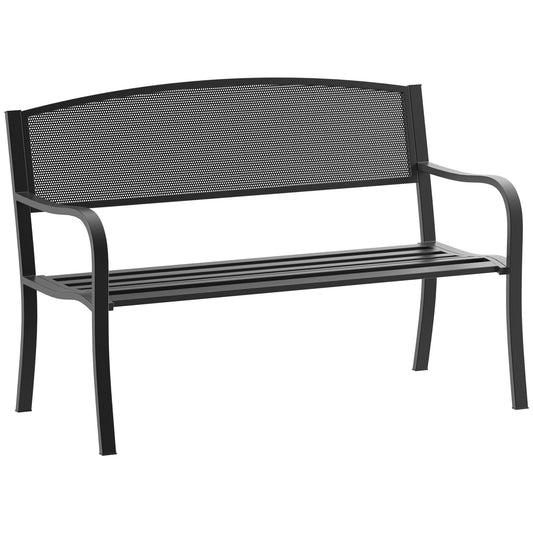Outsunny Banco De Jardín De 2 Plazas Carga 240 Kg Para Patio 127x60x87 Cm Negro_0