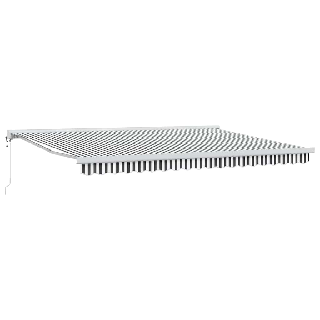 Toldo Retráctil Aluminio Y Tela Gris Antracita Y Blanco 4,5x3 M_0