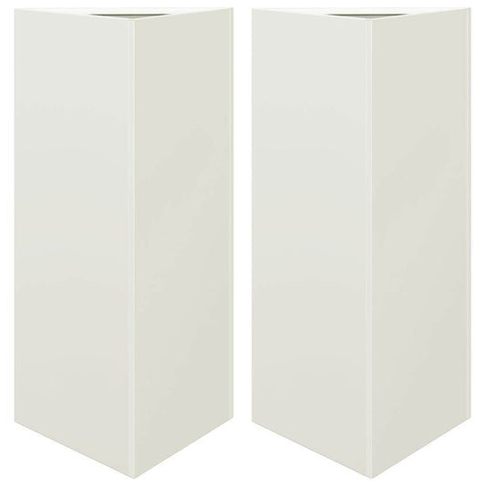 Jardineras Triangulares 2 Uds Acero Blanco 40x34,5x75 Cm_0