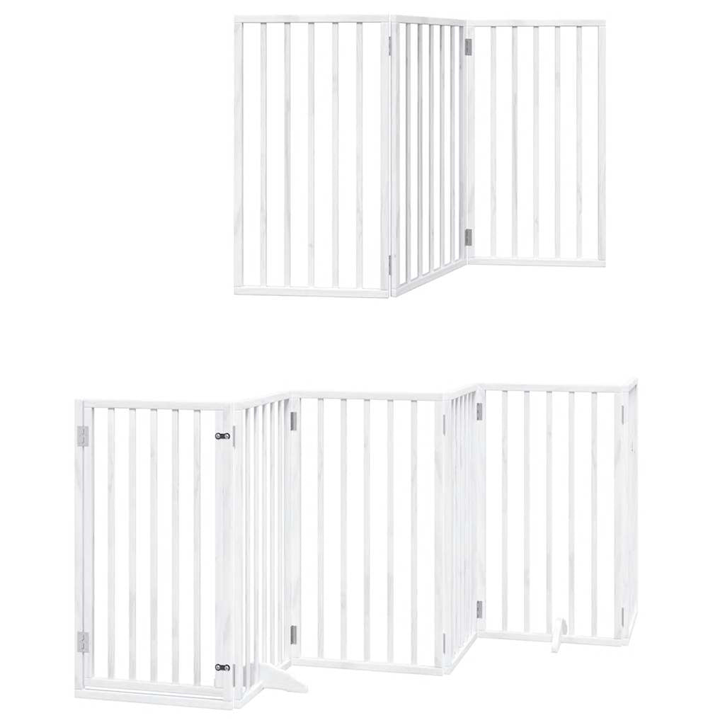 Vidaxl Puerta De Perros Plegable 15 Paneles Madera Álamo Blanca 750 Cm_0