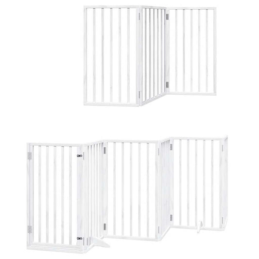 Vidaxl Puerta De Perros Plegable 15 Paneles Madera Álamo Blanca 750 Cm_0