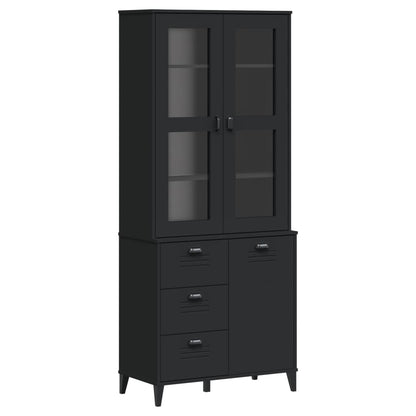 Aparador Alto Viken Madera Maciza De Pino Negro 80x40x190 Cm / Vetonek_2