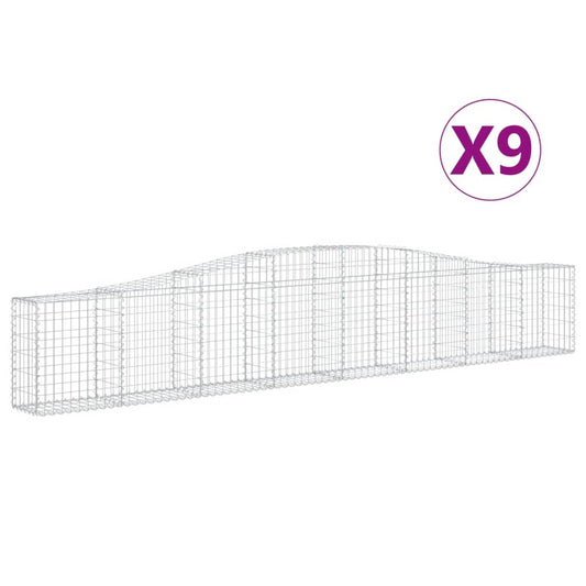 Cestas De Gaviones 9 Uds Forma De Arco Hierro 400x30x60/80 Cm_0