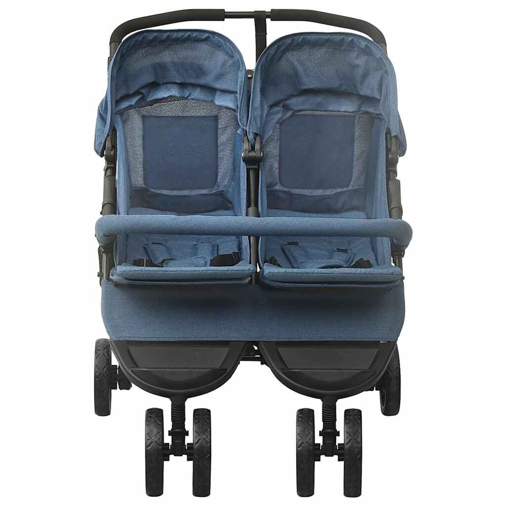 Vidaxl Carrito Para Gemelos De Acero Azul Marino_1