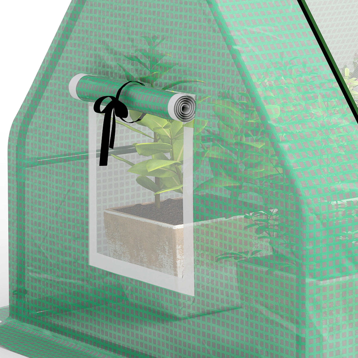 Mini Invernadero Outsunny Acero, Pe Verde 240x90x90 Cm_3