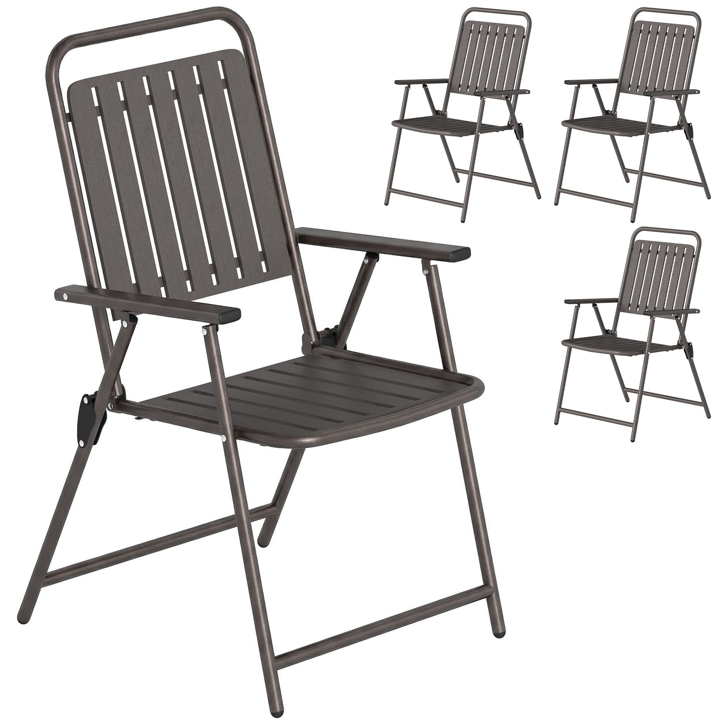 Outsunny Juego De 4 Sillas De Jardín Exterior Plegables 55x63x93 Cm Marrón_0