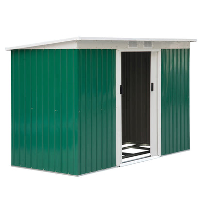 Outsunny Cobertizo De Jardín 280x130x172 Cm Base De 3,2 M² Con 2 Puertas Verde_0
