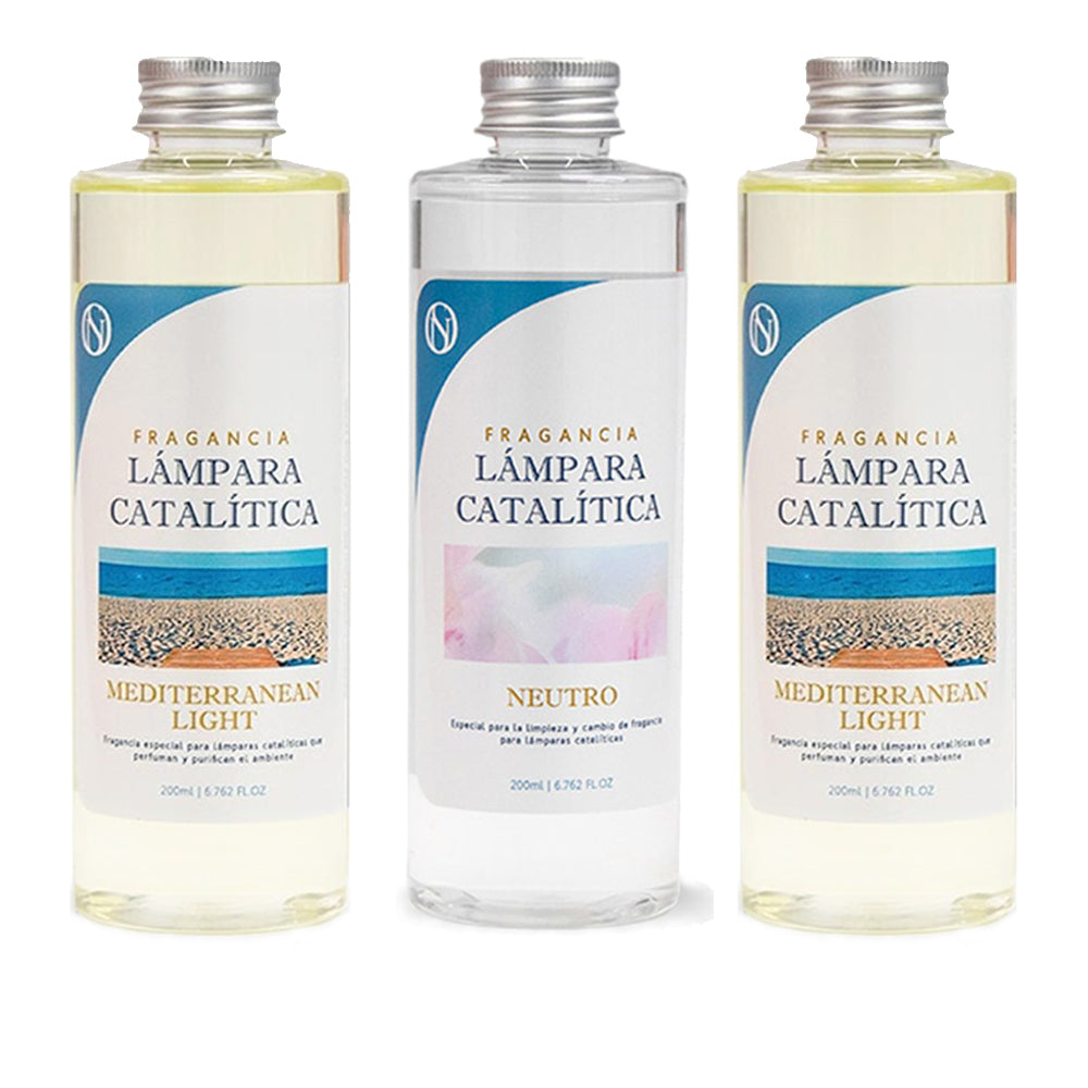 Pack 3x Fragancias Lámpara Catalítica 200ml: 2 Aroma Mediterranean Light + Limpiador Neutro. Disfruta Tu Aroma Favorito_0