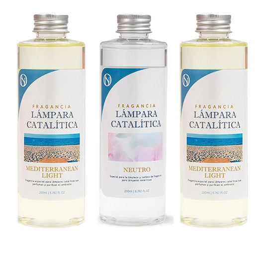 Pack 3x Fragancias Lámpara Catalítica 200ml: 2 Aroma Mediterranean Light + Limpiador Neutro. Disfruta Tu Aroma Favorito_0