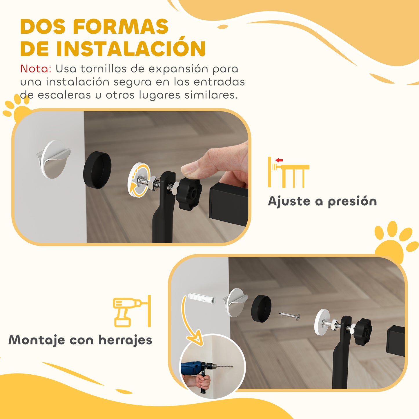 Pawhut Barrera Para Perros Con Ancho Ajustable 77-104 Cm Con Extensiones Negro_5
