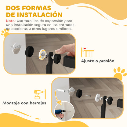 Pawhut Barrera Para Perros Con Ancho Ajustable 77-104 Cm Con Extensiones Negro_5