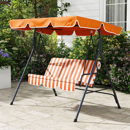 Outsunny Columpio De Jardín De 3 Plazas Techo Ajustable 172x110x153 Cm Naranja_3