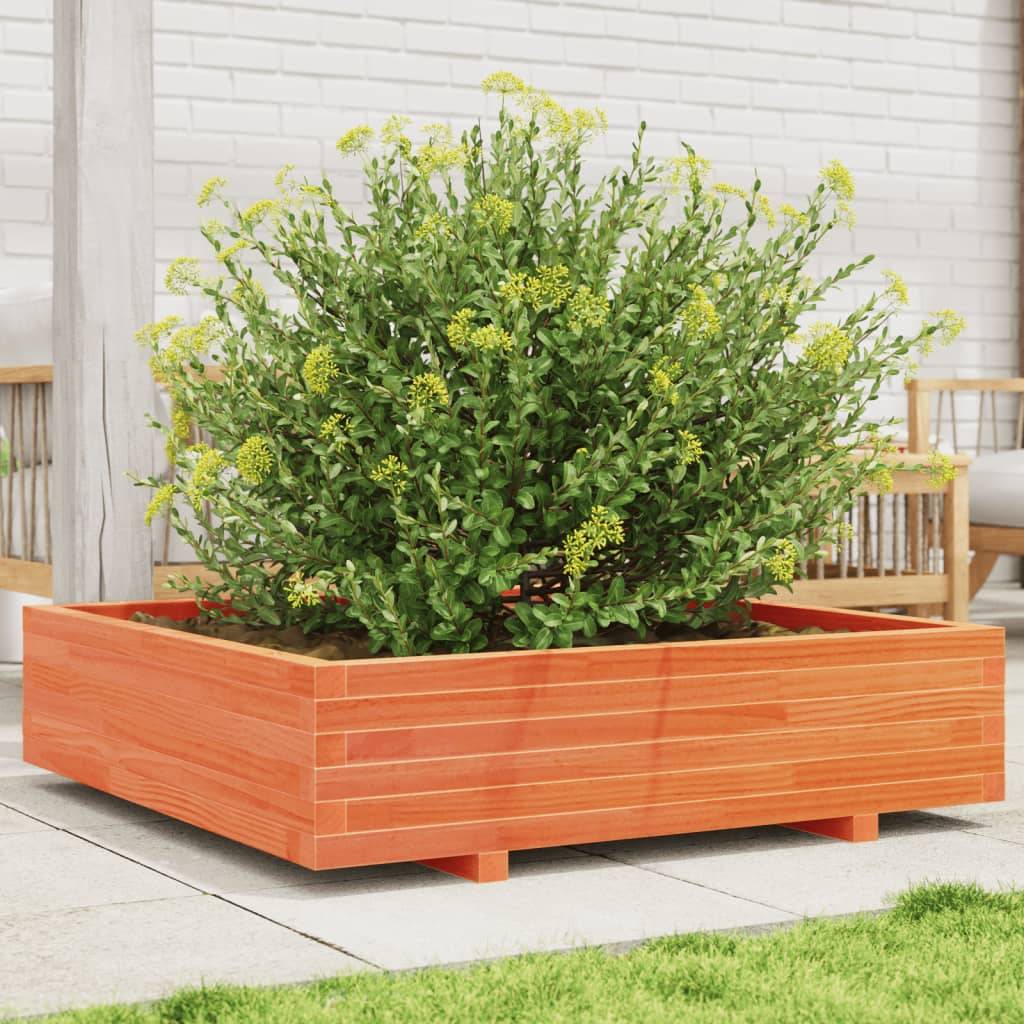 Jardinera De Madera Maciza De Pino Marrón Cera 100x100x26,5 Cm_1