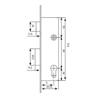Cerradura Tesa 2210/28/ssi Sin Cerradero Sin Escudo