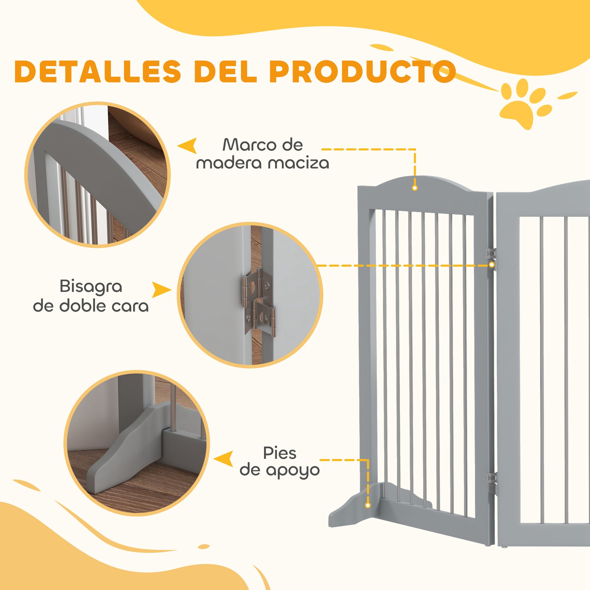 Pawhut Barrera De Seguridad Para Perros Plegable 154x30x80 Cm Con Soporte De Pie_5