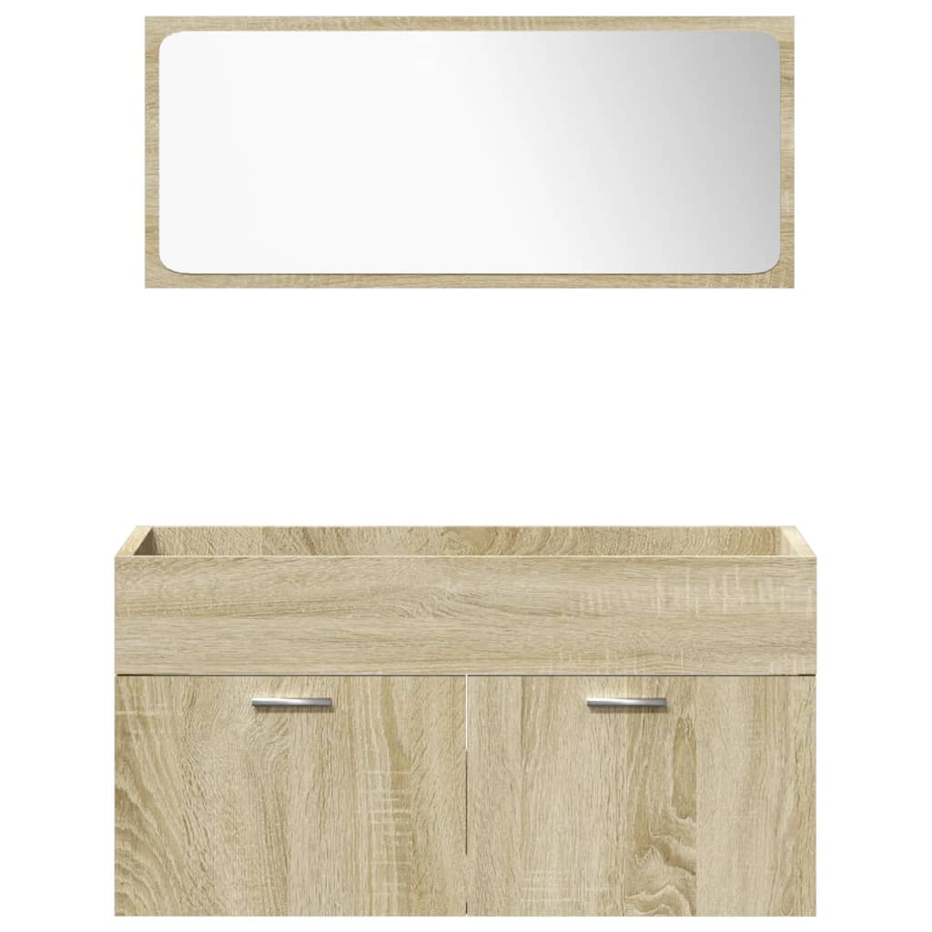 Juego De Muebles De Baño 5 Pzas Madera Ingeniería Roble Sonoma / Vetonek_0