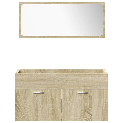 Juego De Muebles De Baño 5 Pzas Madera Ingeniería Roble Sonoma / Vetonek_0