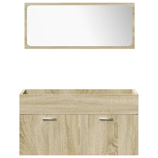 Juego De Muebles De Baño 5 Pzas Madera Ingeniería Roble Sonoma / Vetonek_0