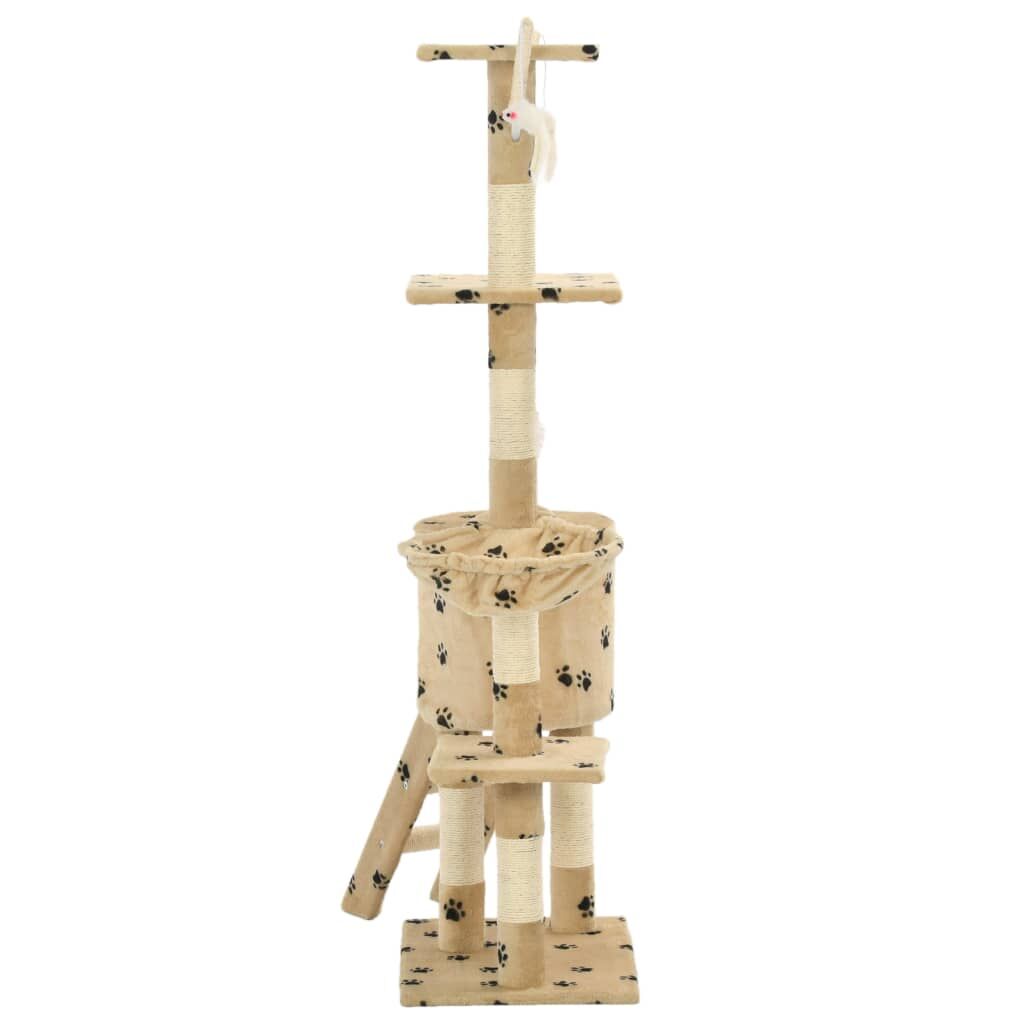 Vidaxl Rascador Para Gatos Con Poste De Sisal 138 Cm Huellas Beige_4