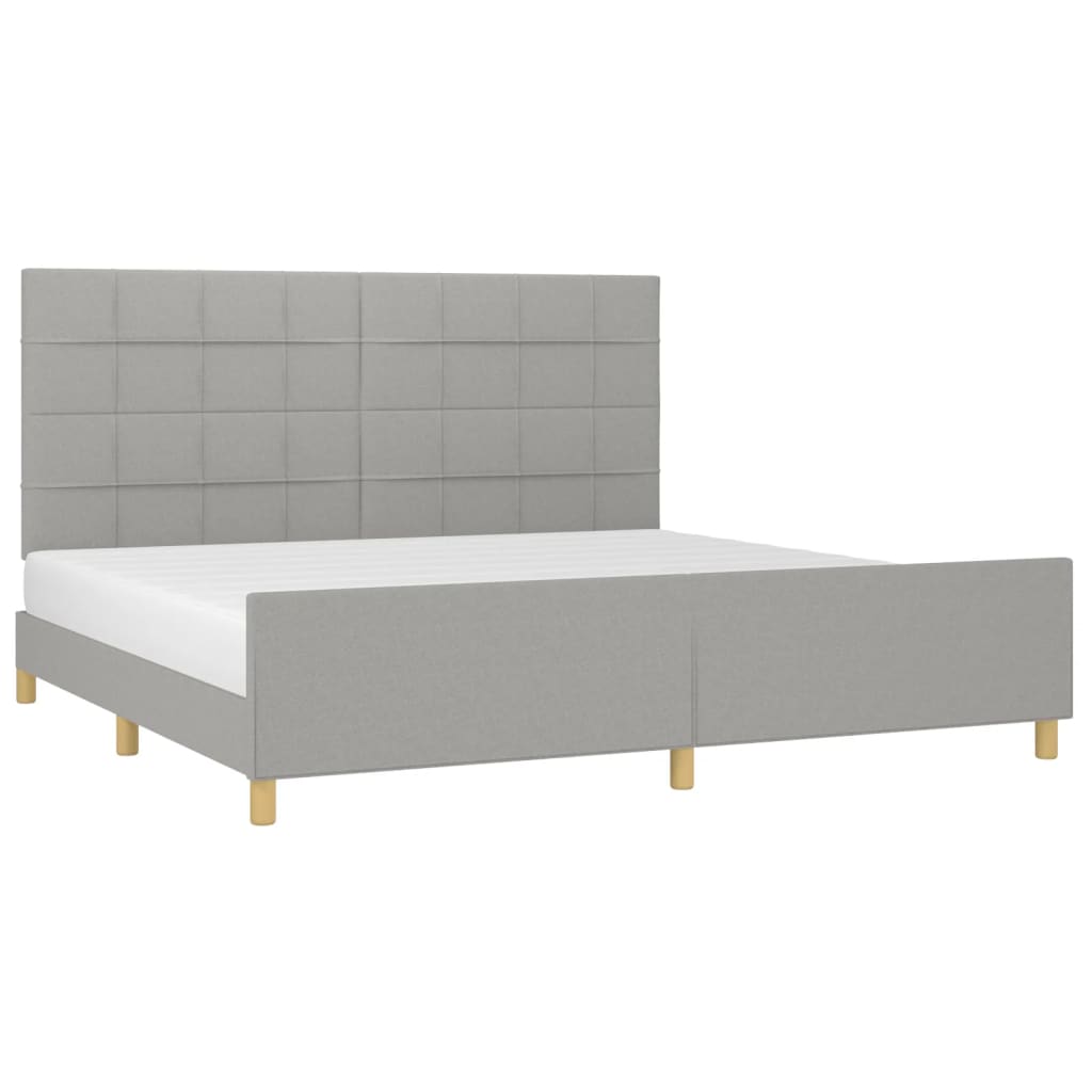 Estructura De Cama Con Cabecero De Tela Gris Claro 200x200 Cm / Vetonek_4